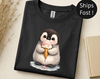 T-shirt pinguïnroomijs | Kawaii T-shirt met dessertdieren