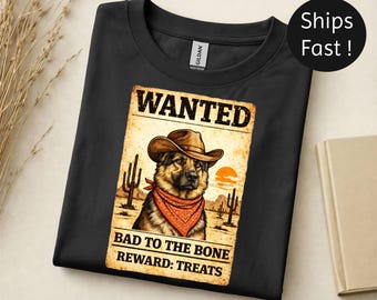 Vintage T-shirt Duitse herder gezocht | Cowboy Dog Bad to the Bone-T-shirt
