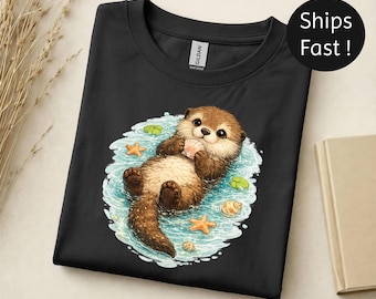 Drijvende otter T-shirt | T-shirt Sea Animal Lover, Ocean Vibes