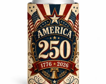 America 250 Cozie, 1776 2026 Patriotic Can Cooler, 250th Anniversary USA Drink Holder, 4th of July BBQ Gift
