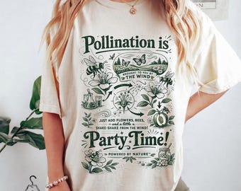 Bee Pollination Vintage PNG, Retro Insect Flower Graphic Tee, 90s Botanical Science Nature PNG , Wildflower Garden Biology Plant Gift