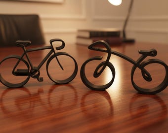 3D Printed Bicycle Sculpture – Modern Minimalist Road Bike Desk Decor