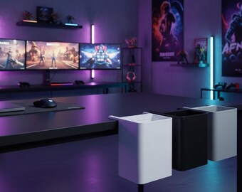 Minimalist Clamp-Mount  Desk Trash Can – Waste Bin for Office, Gaming Setup, 3D printing