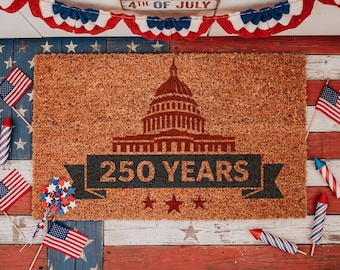 Deurmat 250 jaar jubileum, 1776-2026 patriottisch huisdecor, welkomstmat VS Capitool, Amerikaans geschiedeniscadeau, Onafhankelijkheidsdagtapijt