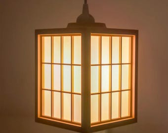 Lampada a sospensione Japandi | Lampada Shoji | Plafoniera giapponese | Lampada a sospensione minimalista | Illuminazione zen d'ambiente