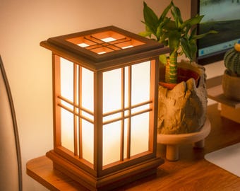 Lanterna giapponese | Lampada da tavolo giapponese | Lampada Japandi | Lampada Shoji | Lampada Zen | Lampada da comodino giapponese | Illuminazione d'atmosfera calda
