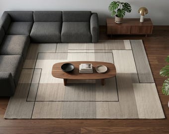 Handwoven Geometric Dhurrie Rug, Modern Minimalist Flatweave Area Rug