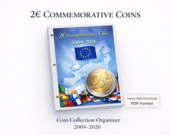 Organizzatore della collezione di monete commemorative da 2 euro dell'Unione Europea (2004–2026) – Sistema di album strutturato PDF