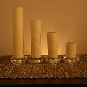 Pure Beeswax Set of 4 Rolled Pillar Candles image 3