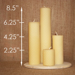 Pure Beeswax Set of 4 Rolled Pillar Candles image 1