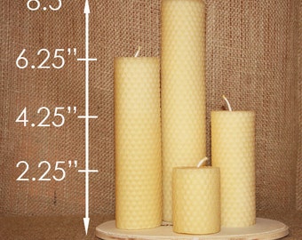 Pure Beeswax Set of 4 Rolled Pillar Candles