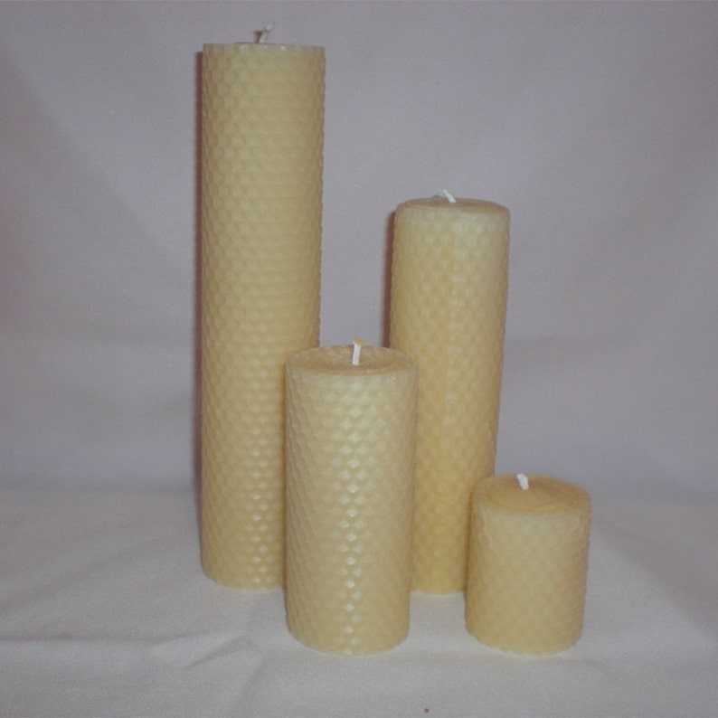 Pure Beeswax Set of 4 Rolled Pillar Candles image 2