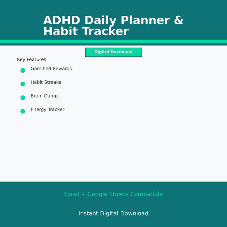 ADHD Daily Planner & Habit Tracker Spreadsheet | Gamified Planner ...