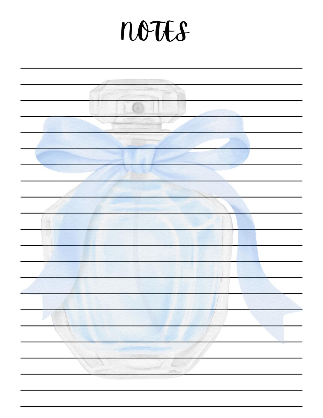 Pretty Note Paper Blue Blue Bow Notes Printable | Coquette Aesthetic Writing Paper | Perfume ...