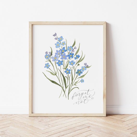 Antique Replica Forget Me Not Floral Art Print Antique Replica Forget Me Not Floral Art Print