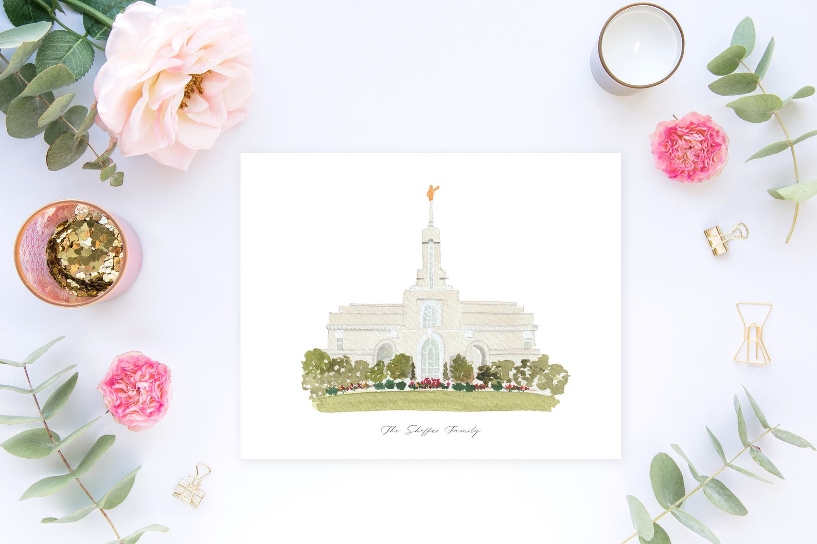 Mt. Timpanogos Temple Watercolor Fine Art Print Custom Name - Etsy