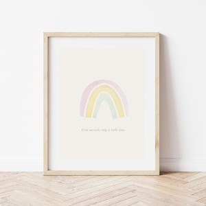 Miracles Take Time Rainbow Baby Art Print - Nursery Artwork gender neutral miracle miscarriage pregnancy loss infertility IVF