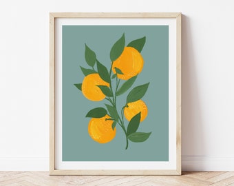 Folk Flower Watercolor Painting - Oranges