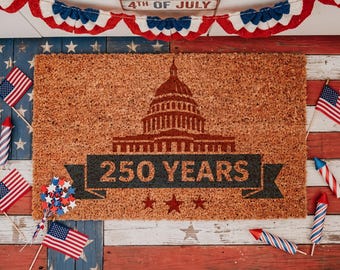 Deurmat 250 jaar jubileum, 1776-2026 patriottisch huisdecor, welkomstmat VS Capitool, Amerikaans geschiedeniscadeau, Onafhankelijkheidsdagtapijt
