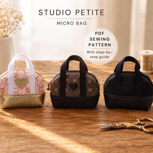 Patron de couture PDF pour micro-sac, patron de mini-sac fourre-tout, breloque pour sac, mini-pochette zippée, tutoriel de couture pour débutants