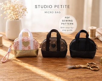 Micro Bag Sewing Pattern PDF | Tiny Bag Charm, Keychain Pouch Pattern, AirPods & Earbud Case, Small Zippered Coin Purse Tutorial