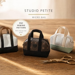 Micro Charm Bag Pattern, Tiny Tote Sewing Pattern, PDF Download