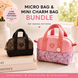 Paquete de patrones de costura para minibolsos y microbolsos / Estuche con cremallera, neceser en PDF / Para principiantes