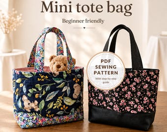 Mini Tote Bag Sewing Pattern PDF | Beginner Fabric Tote Tutorial | Instant Digital Download