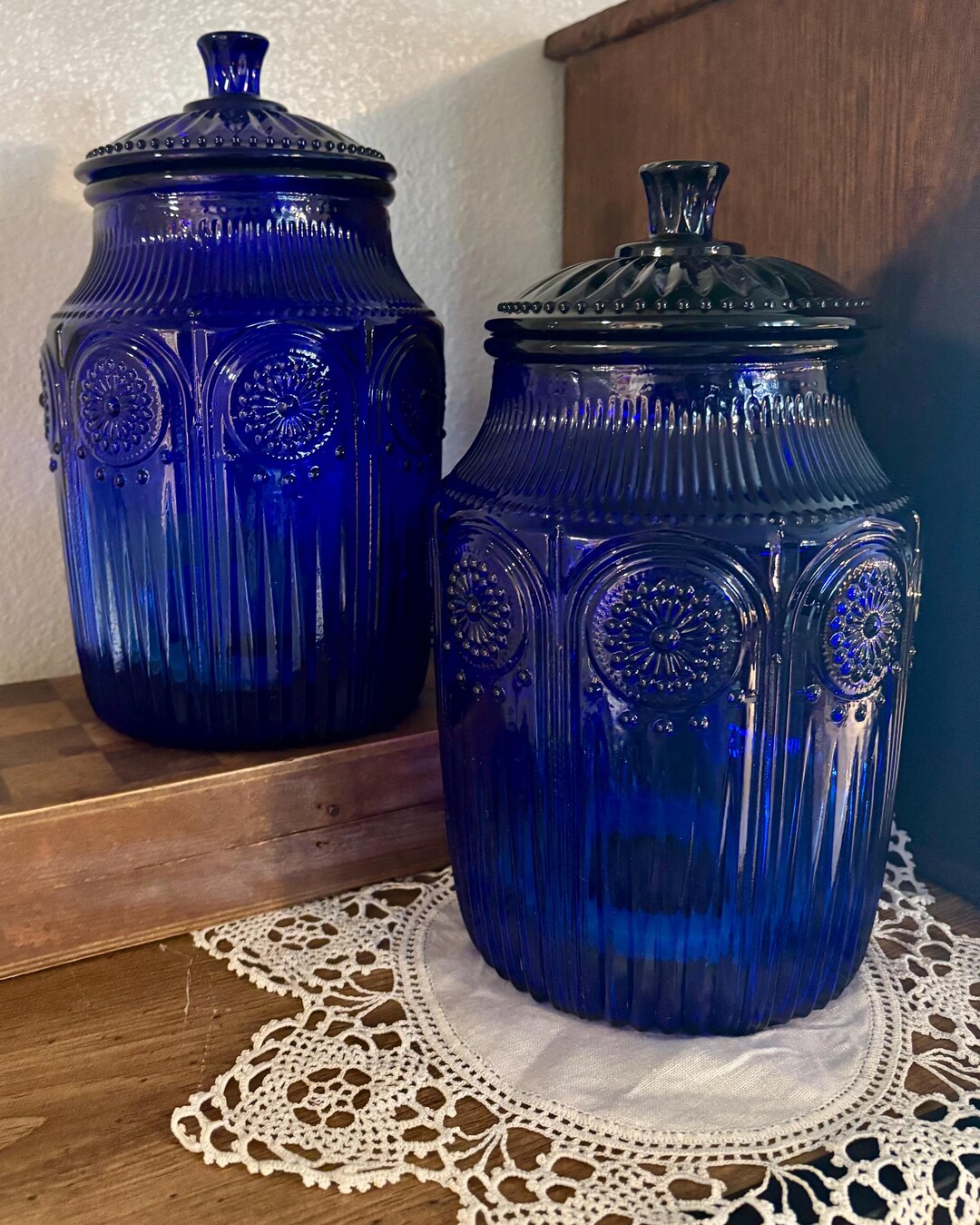 Cobalt Blue Glass Canistersnull