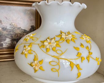 Vintage Milk Glass Hand Painted Lamp Shade