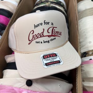 Aquí para pasarlo bien, no para quedarse mucho tiempo / Gorra de poliéster para hombre y mujer (marrón claro) #V3