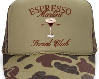 Espresso Martini Social Club-hoed (groen camo-polyester)