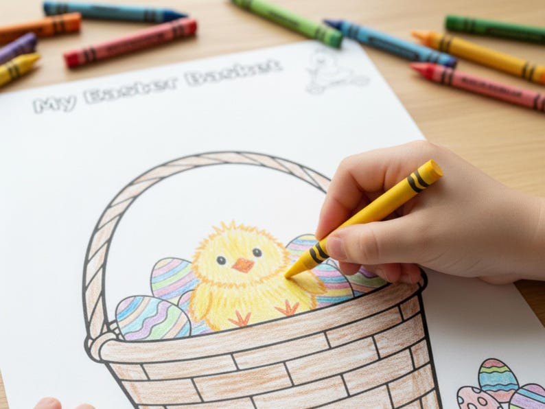 Easter Basket Coloring Page Printable | Kids Easter Activity | DIY ...