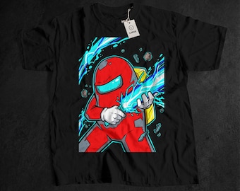 Retro jaren 90 Arcade uniseks T-shirt, Among Us videogame, bemanningslid, bedrieger, gamingkleding, popcultuur, cadeau voor tiener, feest, online lobby