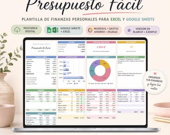 Plantilla Excel Finanzas Personales | Presupuesto Hojas de cálculo mensuales de Google | Control de Gastos y Ahorros