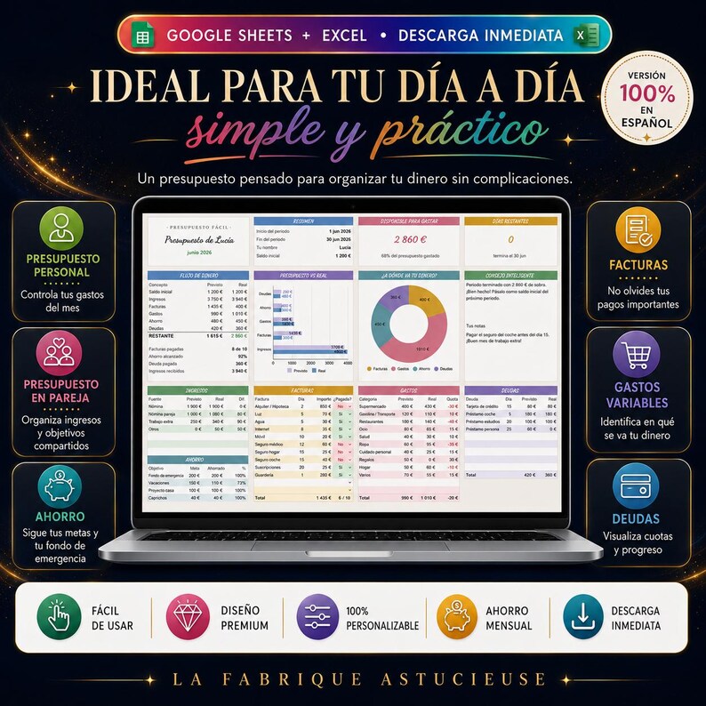 Plantilla de Presupuesto Mensual en Excel y Google Sheets | Finanzas ...