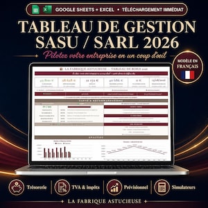 SASU/SARL 2026 Management Table, Cash Flow and VAT | Excel & Google Sheets
