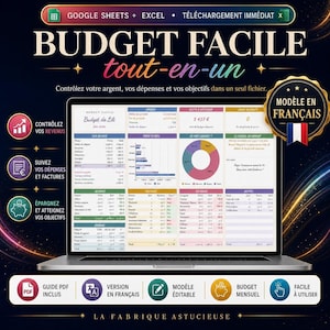 Budget mensuel Excel et Google Sheets – Finances personnelles, dépenses, épargne et dettes