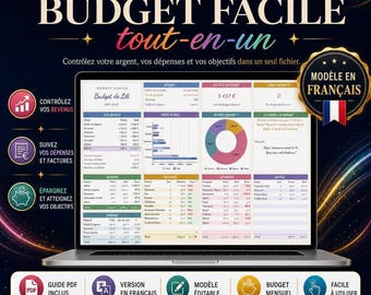 Budget mensuel Excel et Google Sheets – Finances personnelles, dépenses, épargne et dettes