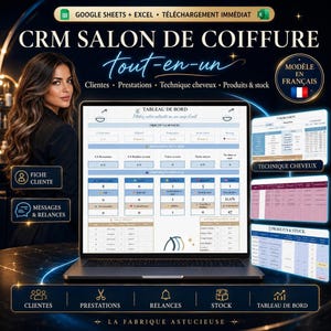 CRM salon de coiffure – Gestion clientes, prestations, stock | Excel et Google Sheets