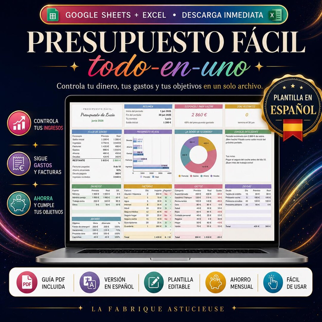 Plantilla de Presupuesto Mensual en Excel y Google Sheets | Finanzas ...