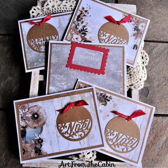 Handmade Christmas Card Set Rustic Woodland Christmas Cards Etsy