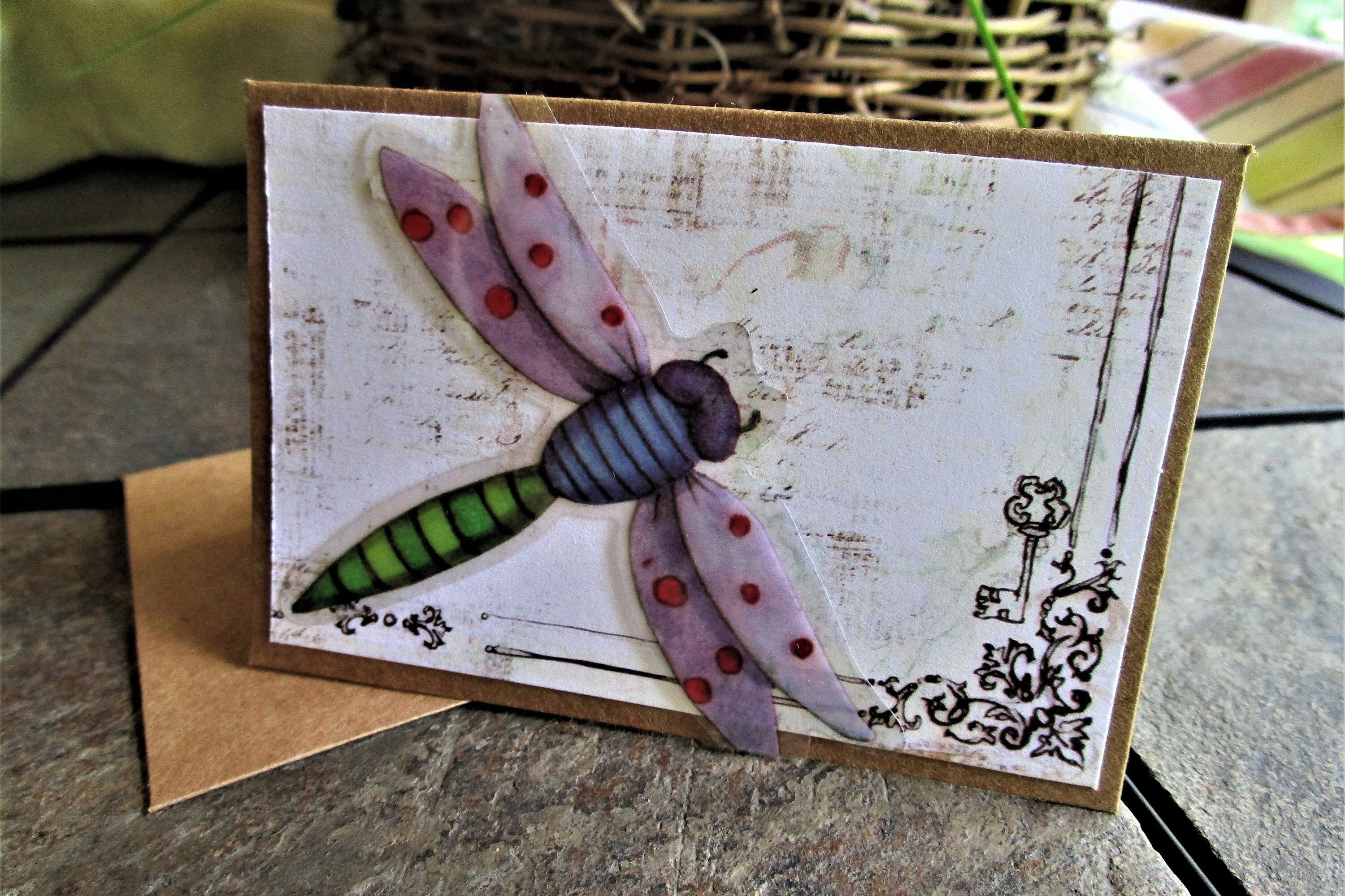 Handmade Mini Note Cards Kraft Cards Butterfly and Floral Etsy