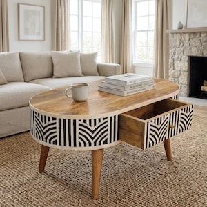 Vintage Small Oval Coffee Table - Etsy