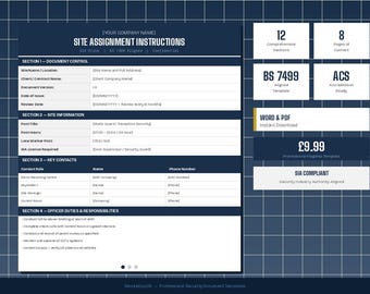 Site Assignment Instructions Template | ACS, BS 7499 Aligned (Word & PDF)