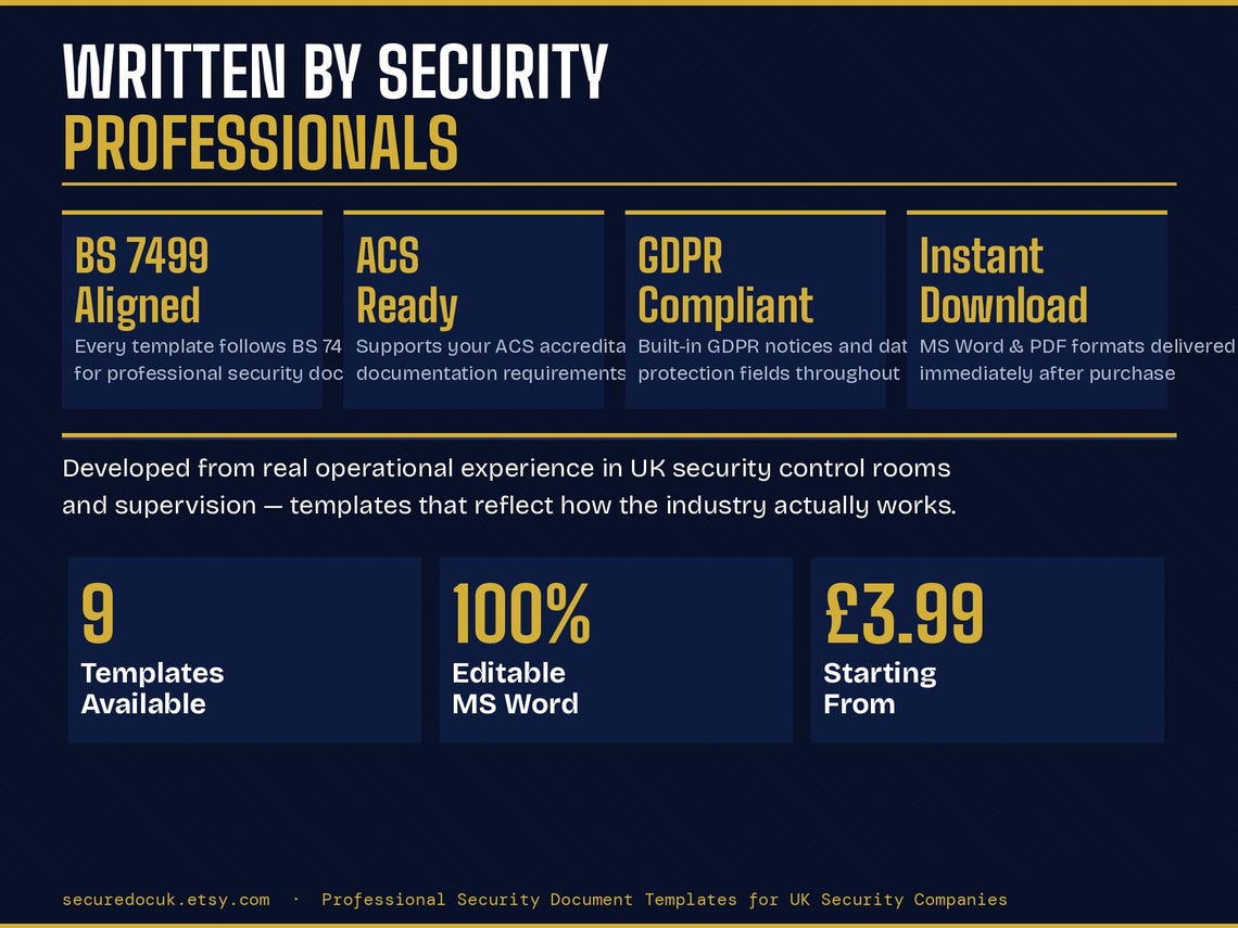 Daily Occurrence Book (DOB) | Sia-style Security Guard Log (word & PDF ...