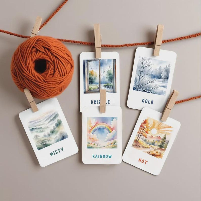 Weather Cards Printable for Preschool & Kindergarten – Watercolor ...