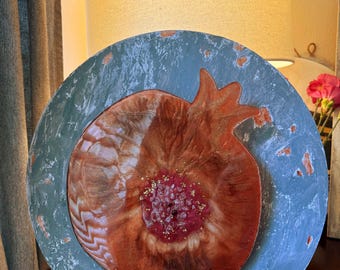 Pomegranate Wall Art, Resin Wall Plaque, Unique Handmade Home Decor, Boho Chic Wall Hanging, Modern Interior Art, Housewarming Gift