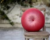 Coral pink silky velvet round  pillow 16"