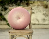 Blush pink /  Pale pink / powder pink silky  velvet round pillow 16"